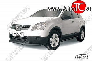 5 939 р. Защита переднего бампера Arbori (короткая, черная, 1 труба d57 mm). Nissan Qashqai 1 дорестайлинг (2007-2010)  с доставкой в г. Новочеркасск