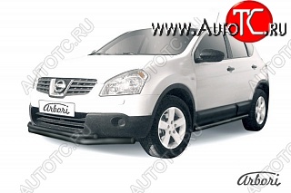 7 703 р. Защита переднего бампера Arbori (черная, 2 трубы d57 и 42 mm) Nissan Qashqai 1 дорестайлинг (2007-2010)  с доставкой в г. Новочеркасск