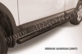 12 399 р. Защита порогов Slitkoff Nissan Qashqai 1 дорестайлинг (2007-2010) (Цвет: серебристый)  с доставкой в г. Новочеркасск. Увеличить фотографию 1