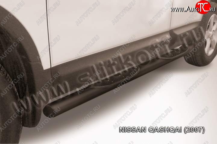 10 749 р. Защита порогов Slitkoff Nissan Qashqai 1 дорестайлинг (2007-2010) (Цвет: серебристый)  с доставкой в г. Новочеркасск