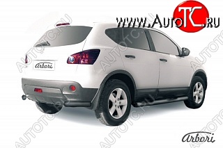 2 789 р. Защита заднего бампера Arbori (уголки, черная, 1 труба d57 mm). Nissan Qashqai 1 дорестайлинг (2007-2010)  с доставкой в г. Новочеркасск