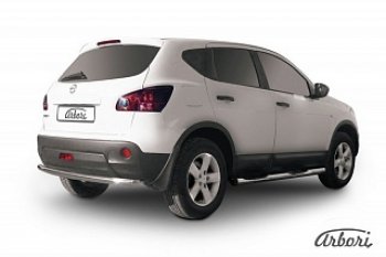 9 809 р. Защита заднего бампера Arbori (нержавейка, 1 труба d57 mm). Nissan Qashqai 1 дорестайлинг (2007-2010)  с доставкой в г. Новочеркасск. Увеличить фотографию 1