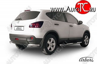 6 659 р. Защита заднего бампера Arbori (уголки, нержавейка, 1 труба d57 mm). Nissan Qashqai 1 дорестайлинг (2007-2010)  с доставкой в г. Новочеркасск