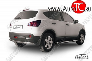 9 809 р. Защита заднего бампера Arbori (нержавейка, 1 труба d57 mm).  Nissan Qashqai  1 (2007-2010) дорестайлинг  с доставкой в г. Новочеркасск