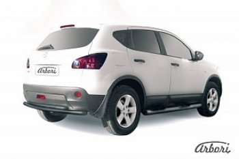 5 669 р. Защита заднего бампера Arbori (черная, 2 трубы d57 и 42 mm).  Nissan Qashqai  1 (2007-2010) дорестайлинг  с доставкой в г. Новочеркасск. Увеличить фотографию 1