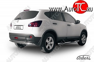 10 709 р. Защита заднего бампера Arbori (нержавейка, 2 трубы d57 и 42 mm). Nissan Qashqai 1 дорестайлинг (2007-2010)  с доставкой в г. Новочеркасск