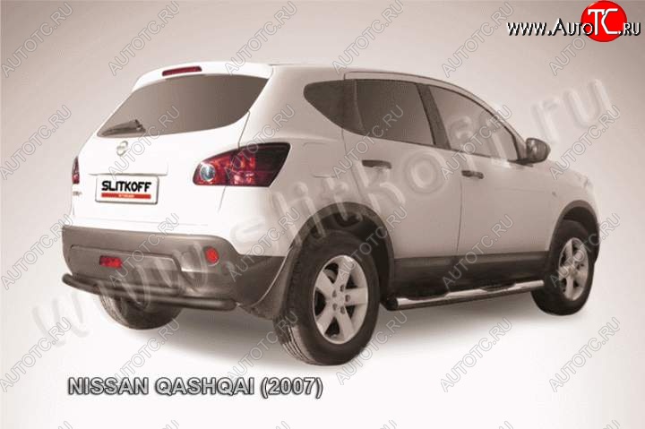 6 599 р. Защита заднего бампера d57+d42 двойная  Nissan Qashqai  1 (2007-2010) дорестайлинг (Цвет: серебристый)  с доставкой в г. Новочеркасск