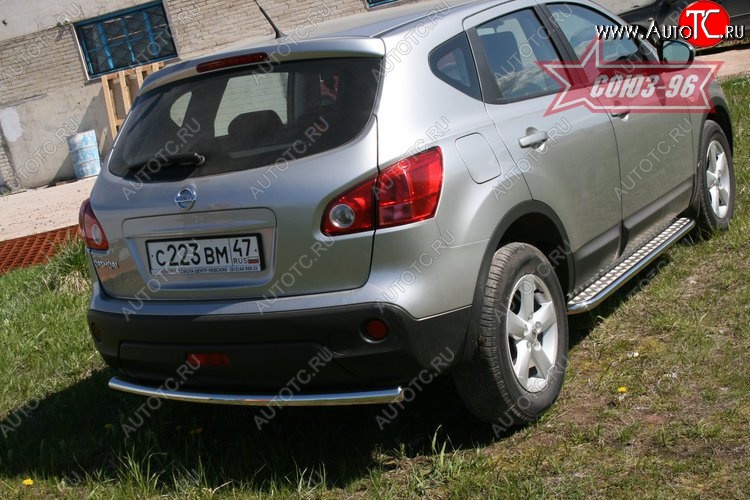 8 369 р. Защита заднего бампера Souz-96 (d60) Nissan Qashqai 1 дорестайлинг (2007-2010)  с доставкой в г. Новочеркасск