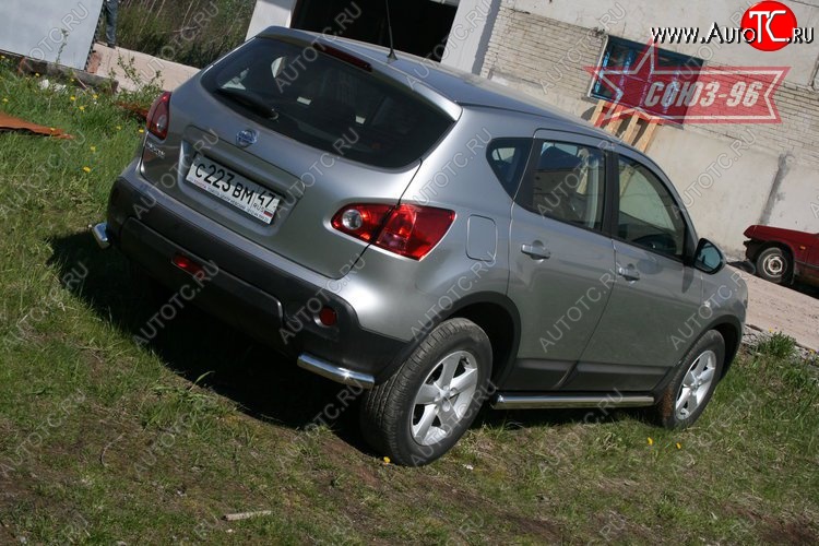 7 604 р. Защита заднего бампера из боковых уголков Souz-96 (d60) Nissan Qashqai 1 дорестайлинг (2007-2010)  с доставкой в г. Новочеркасск