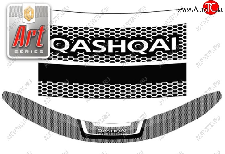 2 489 р. Дефлектор капота CA-Plastiс  Nissan Qashqai  2 (2013-2019) J11 дорестайлинг (Серия Art графит)  с доставкой в г. Новочеркасск