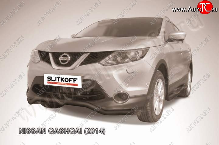 8 349 р. Защита переднего бампер Slitkoff  Nissan Qashqai  2 (2013-2019) J11 дорестайлинг (Цвет: серебристый)  с доставкой в г. Новочеркасск