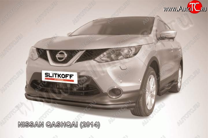 7 199 р. Защита переднего бампер Slitkoff Nissan Qashqai 2 J11 дорестайлинг (2013-2019) (Цвет: серебристый)  с доставкой в г. Новочеркасск