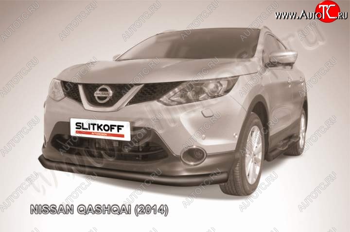 8 349 р. Защита переднего бампер Slitkoff Nissan Qashqai 2 J11 дорестайлинг (2013-2019) (Цвет: серебристый)  с доставкой в г. Новочеркасск