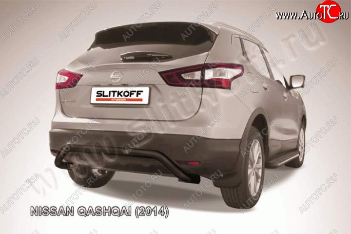 7 599 р. Защита задняя Slitkoff Nissan Qashqai 2 J11 дорестайлинг (2013-2019) (Цвет: серебристый)  с доставкой в г. Новочеркасск