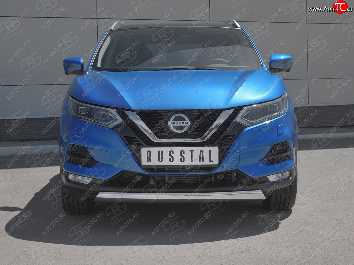 14 999 р. Защита переднего бампера (Ø75x42 мм, нержавейка) Russtal Nissan Qashqai 2 J11 рестайлинг (2017-2022)  с доставкой в г. Новочеркасск