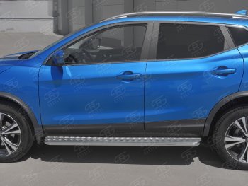 21 699 р. Порожки для ног SLITKOFF (Ø42 мм)  Nissan Qashqai  2 (2017-2022) J11 рестайлинг (Лист алюминиевый, труба - нержавейка)  с доставкой в г. Новочеркасск. Увеличить фотографию 2