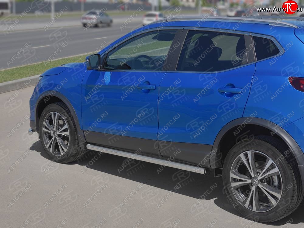 15 299 р. Защита порогов (Ø63 мм, нержавейка) Russtal Nissan Qashqai 2 J11 рестайлинг (2017-2022) (С пластиковыми заглушками на торцах)  с доставкой в г. Новочеркасск