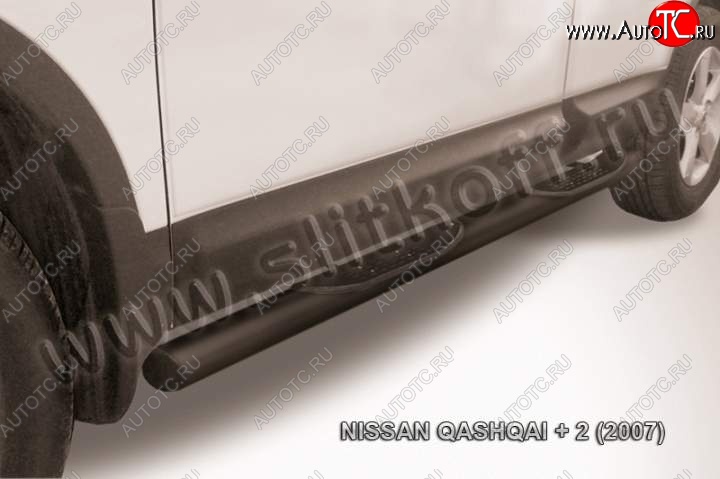 10 749 р. Защита порогов Slitkoff Nissan Qashqai +2 1 J10 дорестайлинг (2008-2010) (Цвет: серебристый)  с доставкой в г. Новочеркасск