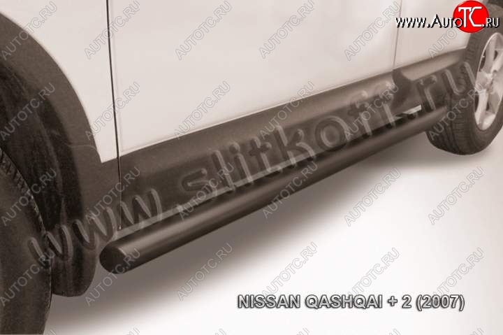 9 199 р. Защита порогов Slitkoff Nissan Qashqai +2 1 J10 дорестайлинг (2008-2010) (Цвет: серебристый)  с доставкой в г. Новочеркасск