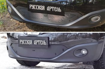 Защитная сетка и зимняя заглушка решетки переднего бампера RA Nissan Qashqai 1 J10 рестайлинг (2010-2013)