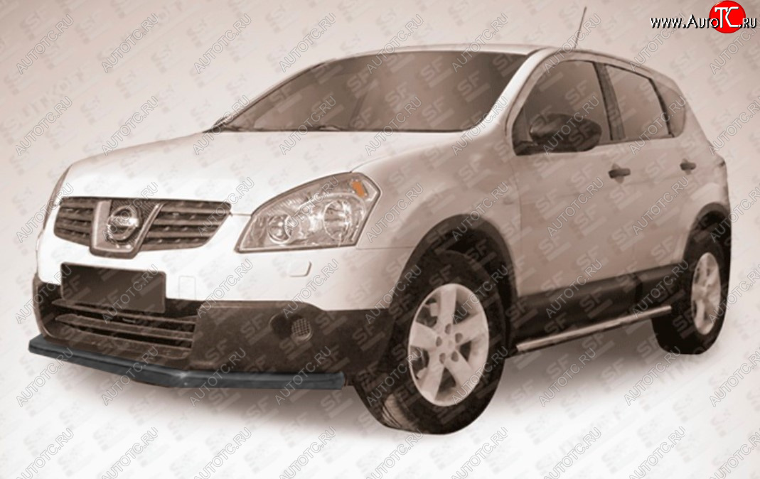 7 949 р. Защита переднего бампера Slitkoff (Ø 57 мм, длинная).  Nissan Qashqai  1 (2010-2013) J10 рестайлинг (Сталь с полимерным покрытием. Цвет: черный)  с доставкой в г. Новочеркасск