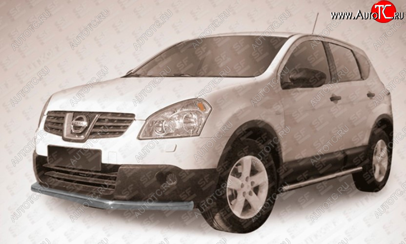 7 949 р. Защита переднего бампера Slitkoff (Ø 57 мм, длинная).  Nissan Qashqai  1 (2010-2013) J10 рестайлинг (Сталь с полимерным покрытием. Цвет: серебристый)  с доставкой в г. Новочеркасск