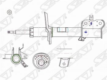 Левый амортизатор передний SAT Nissan (Нисан) Qashqai (Кашкай)  1 (2007-2013),  X-trail (Х-трейл)  2 T31 (2007-2011), Renault (Рено) Koleos (Колеос) ( 1) (2007-2016)