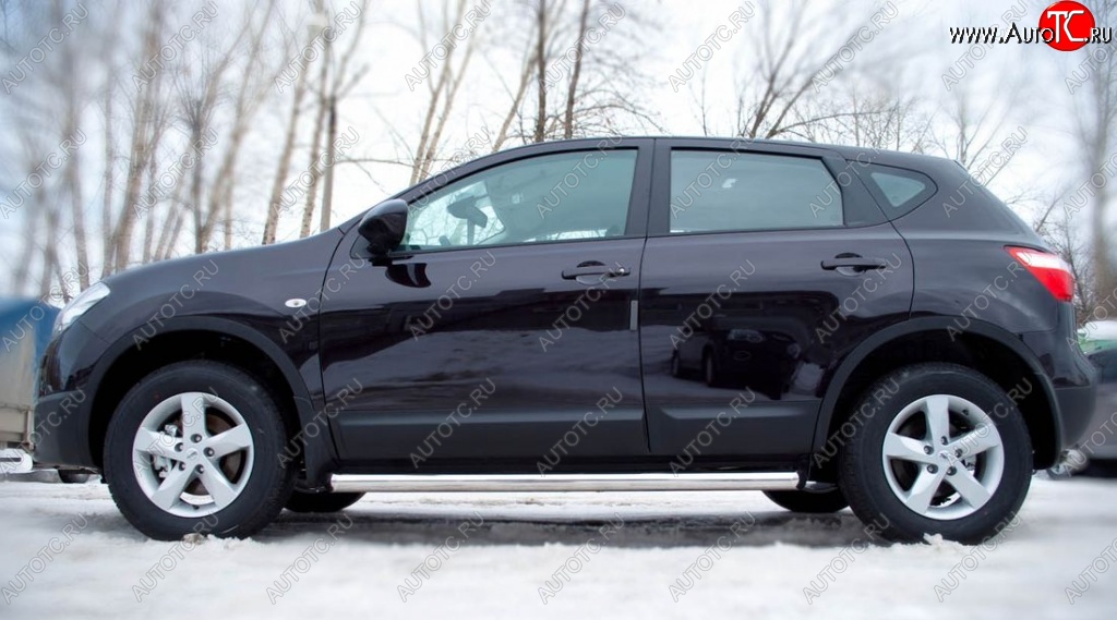 16 549 р. Защита порогов из круглой трубы диаметром 63 мм SLITKOFF v2  Nissan Qashqai  1 (2010-2013) J10 рестайлинг  с доставкой в г. Новочеркасск