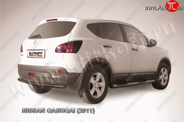 9 699 р. Защита задняя Slitkoff Nissan Qashqai 1 J10 рестайлинг (2010-2013) (Цвет: серебристый)  с доставкой в г. Новочеркасск