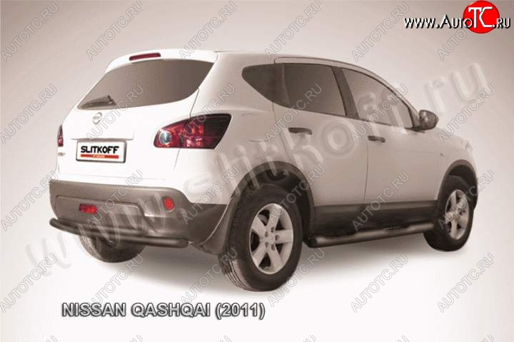 7 799 р. Защита задняя Slitkoff Nissan Qashqai 1 J10 рестайлинг (2010-2013) (Цвет: серебристый)  с доставкой в г. Новочеркасск