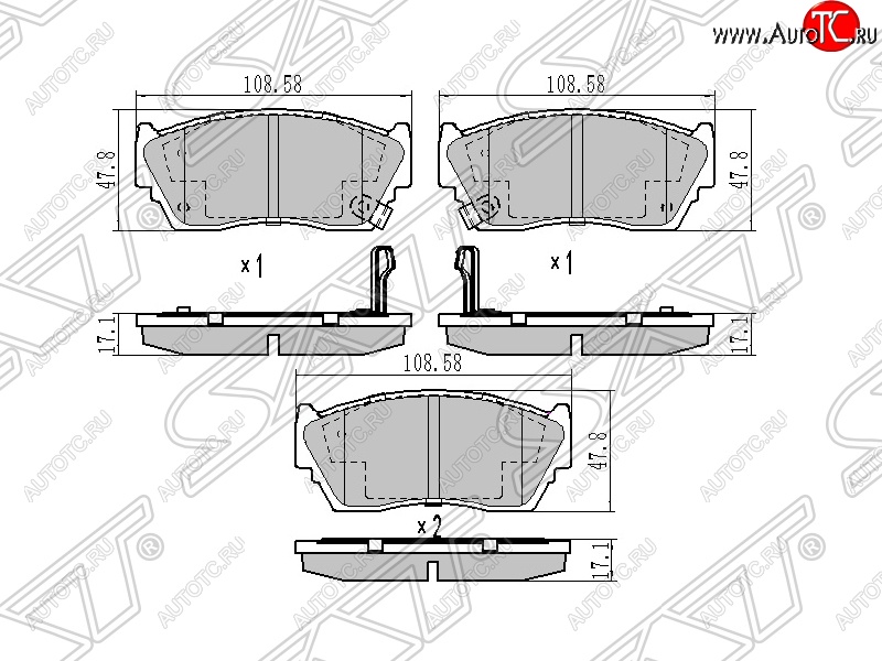 1 019 р. Колодки тормозные SAT (передние)  Nissan Sunny  N14 (1990-1998)  с доставкой в г. Новочеркасск