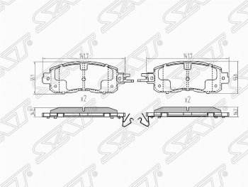 1 369 р. Колодки тормозные (передние) SAT Nissan Teana 3 L33 дорестайлинг (2014-2020)  с доставкой в г. Новочеркасск. Увеличить фотографию 1