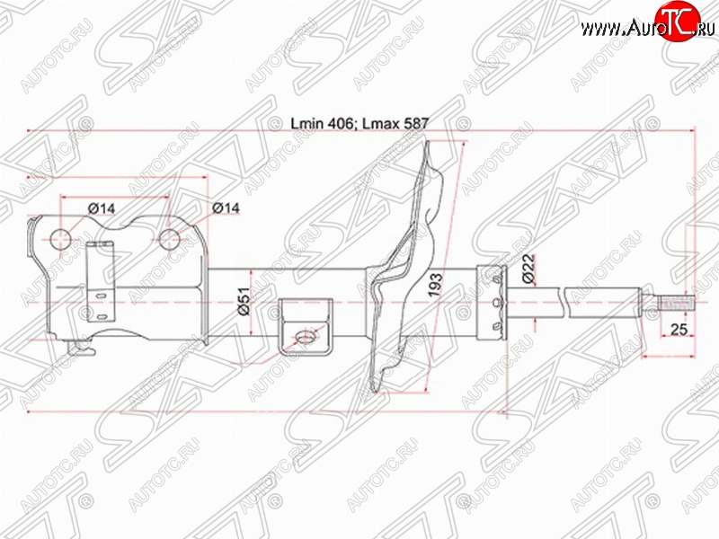 3 599 р. Правый амортизатор передний SAT Nissan Teana 1 J31 дорестайлинг (2003-2005)  с доставкой в г. Новочеркасск