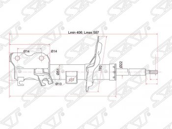 3 599 р. Левый амортизатор передний SAT Nissan Teana 1 J31 дорестайлинг (2003-2005)  с доставкой в г. Новочеркасск. Увеличить фотографию 1