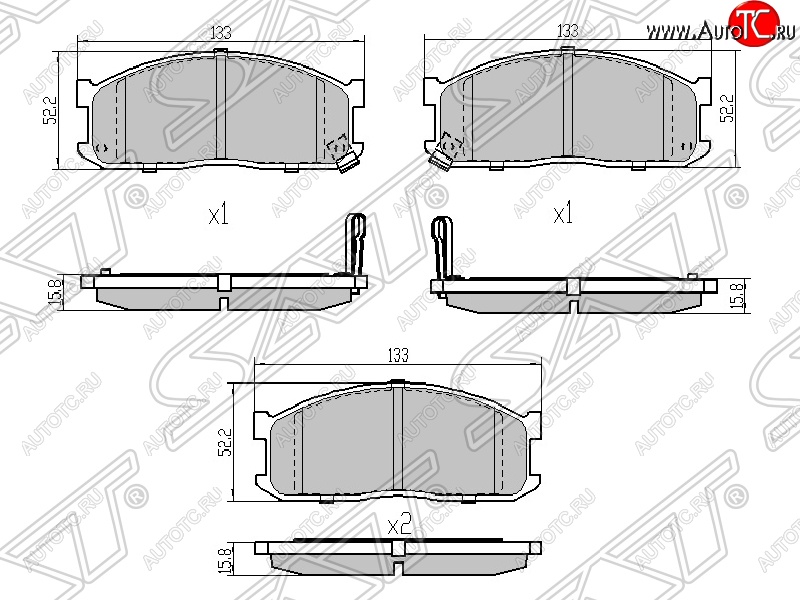 1 289 р. Колодки тормозные SAT (передние) Nissan Terrano WD21 дорестайлинг (1985-1995)  с доставкой в г. Новочеркасск