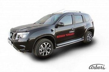 12 239 р. Защита штатных порогов Arbori (нержавейка, d42 mm). Nissan Terrano D10 дорестайлинг (2013-2016)  с доставкой в г. Новочеркасск. Увеличить фотографию 1