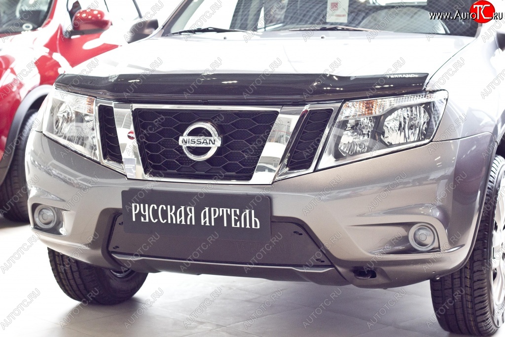 1 199 р. Зимняя заглушка решетки переднего бампера РА Nissan Terrano D10 дорестайлинг (2013-2016)  с доставкой в г. Новочеркасск