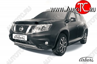 7 019 р. Защита переднего бампера Arbori (черная, 1 труба d42 mm). Nissan Terrano D10 рестайлинг (2016-2022)  с доставкой в г. Новочеркасск