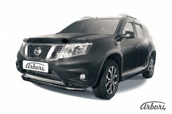 Защита переднего бампера Arbori (черная, 1 труба d57 mm). Nissan Terrano D10 дорестайлинг (2013-2016)