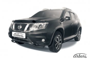 5 939 р. Защита переднего бампера Arbori (волна, черная, 1 труба d57 mm).  Nissan Terrano  D10 (2013-2022) дорестайлинг, рестайлинг  с доставкой в г. Новочеркасск. Увеличить фотографию 1