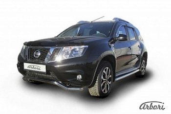 Защита переднего бампера Arbori (волна, нержавейка, 1 труба d57 mm). Nissan Terrano D10 рестайлинг (2016-2022)