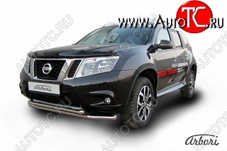 11 069 р. Защита переднего бампера Arbori (нержавейка, 2 трубы d57 и 42 mm) Nissan Terrano D10 рестайлинг (2016-2022)  с доставкой в г. Новочеркасск