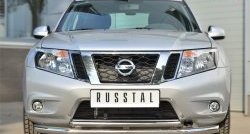 Защита переднего бампера (2 трубыØ63 и 42 мм, нержавейка) SLITKOFF Nissan Terrano D10 рестайлинг (2016-2022)