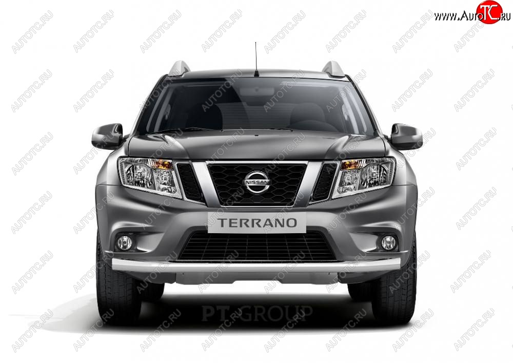 16 449 р. Защита переднего бампера (одинарная, Ø63 мм) Petroil Tuning  Nissan Terrano  D10 (2013-2022), Renault Duster  HS (2010-2021) (Нержавеющая полированная сталь)  с доставкой в г. Новочеркасск