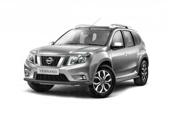 4 299 р. Защита переднего бампера (одинарная, Ø63 мм) Petroil Tuning Nissan Terrano D10 дорестайлинг (2013-2016) (Серебристый (Искра))  с доставкой в г. Новочеркасск. Увеличить фотографию 2