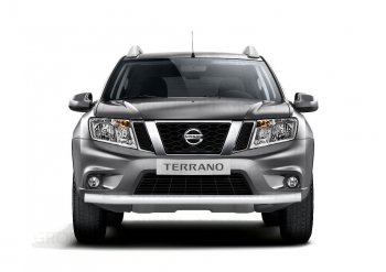 4 299 р. Защита переднего бампера (одинарная, Ø63 мм) Petroil Tuning Nissan Terrano D10 дорестайлинг (2013-2016) (Серебристый (Искра))  с доставкой в г. Новочеркасск. Увеличить фотографию 3