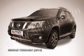 5 899 р. Защита переднего бампер Slitkoff Nissan Terrano D10 дорестайлинг (2013-2016) (Цвет: серебристый)  с доставкой в г. Новочеркасск. Увеличить фотографию 1