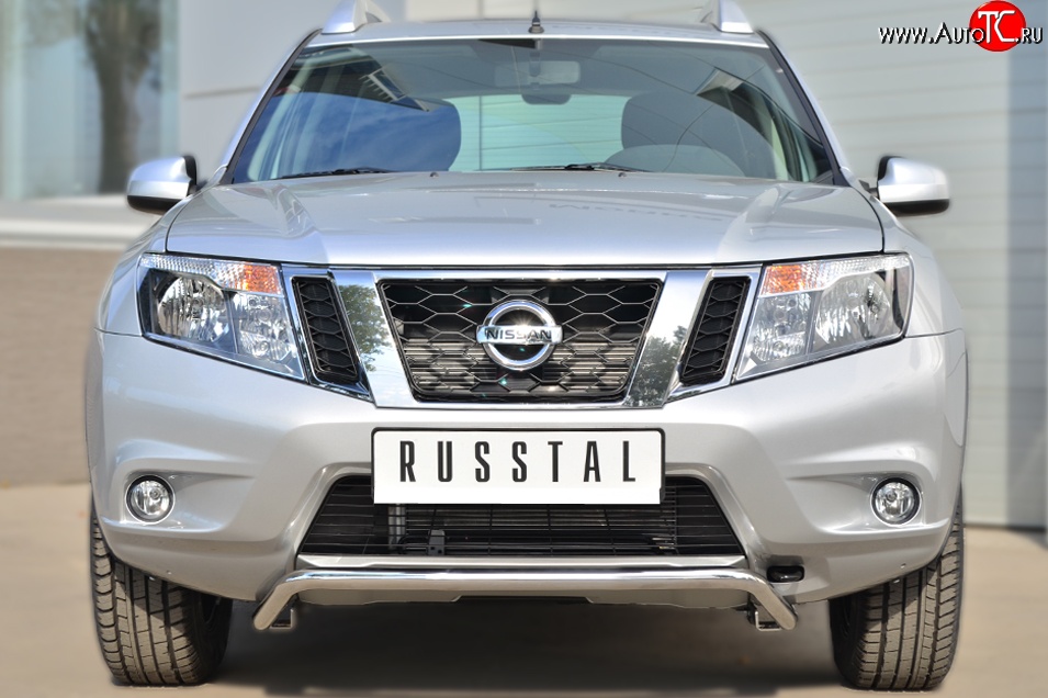 10 399 р. Защита переднего бампера (Ø42 мм волна, нержавейка) Russtal Nissan Terrano D10 рестайлинг (2016-2022)  с доставкой в г. Новочеркасск