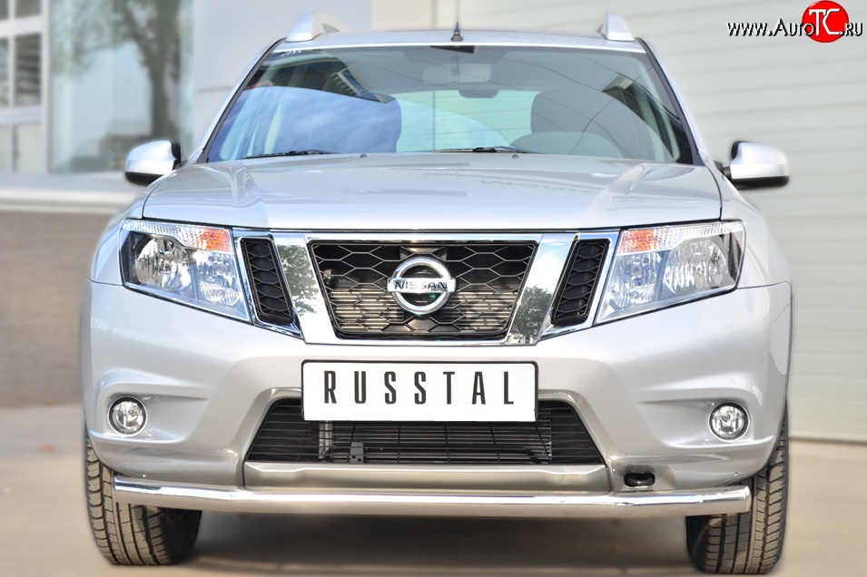 9 249 р. Одинарная защита переднего бампера диаметром 63 мм Russtal Nissan Terrano D10 рестайлинг (2016-2022)  с доставкой в г. Новочеркасск