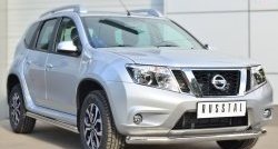 17 299 р. Защита порогов из круглой трубы диаметром 63 мм Russtal Nissan Terrano D10 рестайлинг (2016-2022) (Защита порогов с со скосами на торцах (вариант 1))  с доставкой в г. Новочеркасск. Увеличить фотографию 3